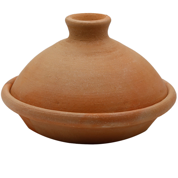 Tagine 25 cm lavet af naturligt ler og ler, uglaseret som et traditionelt ildfast fad