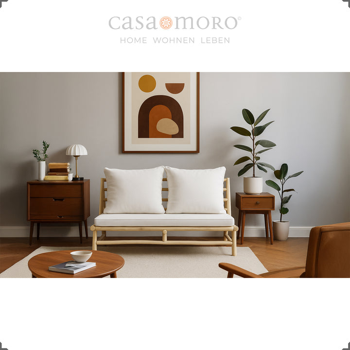 To-personers sofa, natur, velegnet til Boho og Japandi